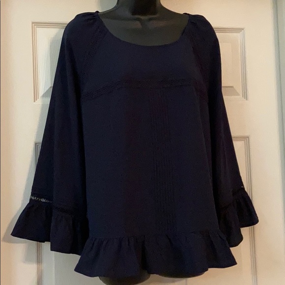 a new day Tops - A New Day Navy blue blouse with bell sleeves